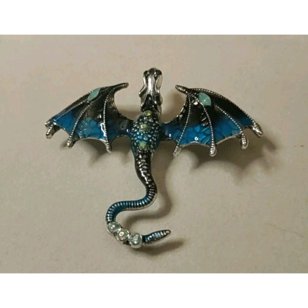Black & Blue Tone Dragon Brooch